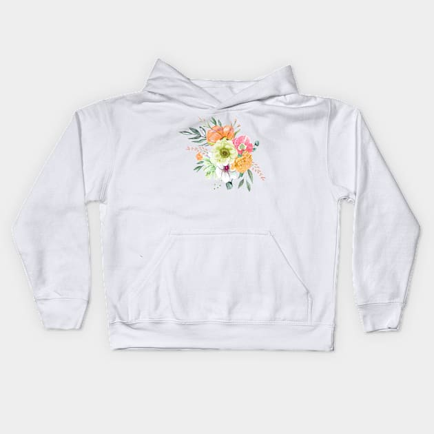 Anemone and gerbera Flower Bouquet Kids Hoodie by LatiendadeAryam